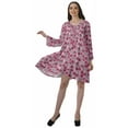 thumbnail image 2 of Moomaya Rayon Flared Dress For Womens Long Sleeve Printed V-Neck Casual Beach Dress For Girls, 2 of 7