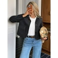 thumbnail image 4 of Women'S Casual Blazer Jacket Notched Lapel Single Breasted Faux Suede Leather Suit Jacket Black L, 4 of 8