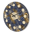 thumbnail image 3 of Designart 'Retro Luxury Waves In Blue and Gold III' Mid-Century Modern Wood Wall Clock, 3 of 5