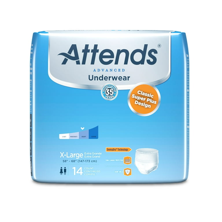 Attends Absorbent Pull-Up Underwear, X-Large (58-68 in.) - 56 / Case