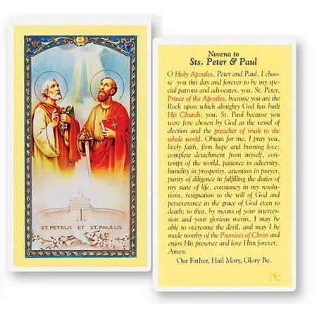 

Saints Peter and Paul Laminated Catholic Prayer Holy Card with Prayer on Back Pack of 25