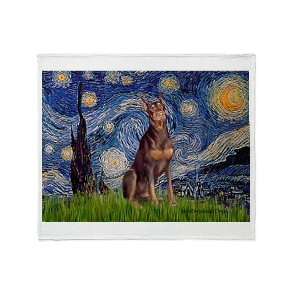 CafePress - Starry / Red Doberman Throw Blanket - Soft Fleece Throw Blanket, 50"x60" for All Ages