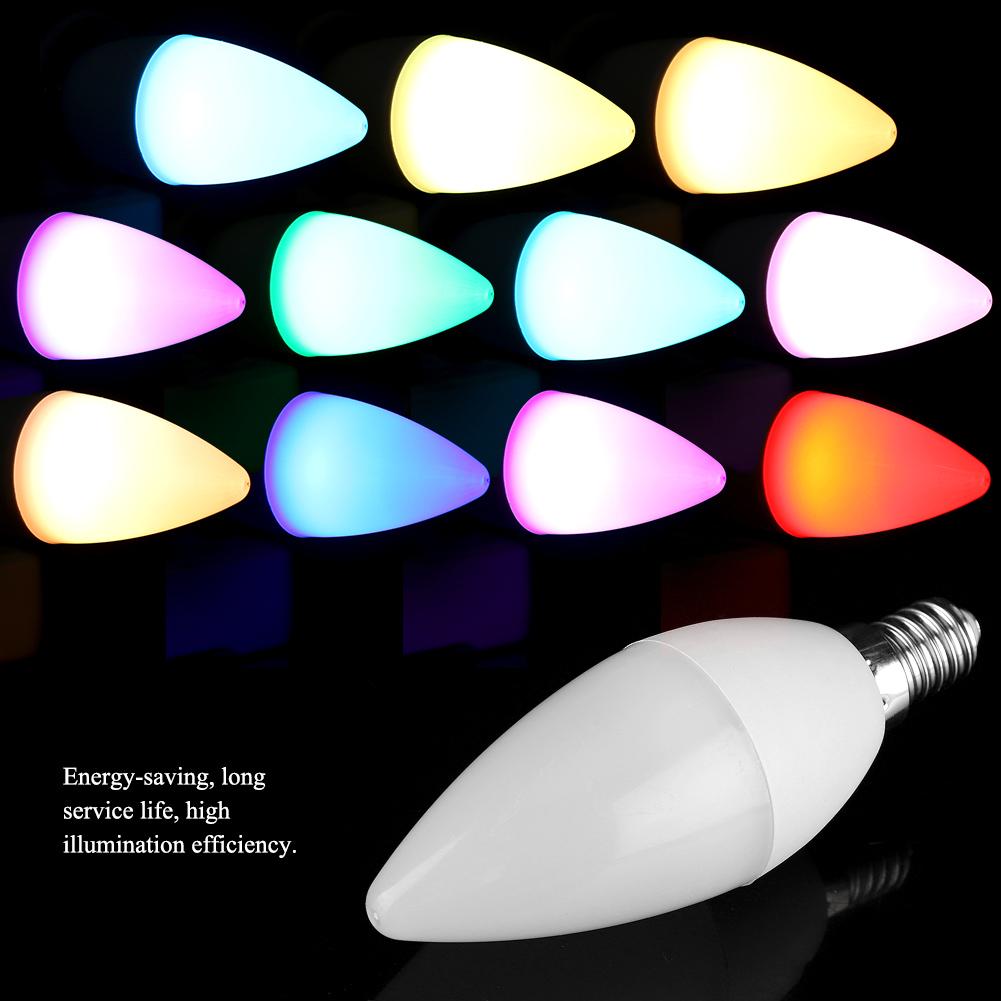 OTVIAP 3W Multi Color Changing LED Candle Light Bulb Lamp AC85265V