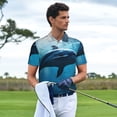 thumbnail image 3 of Fotbe Ocean Dolphin Fish School Camiseta Polo de Golf para Hombre con Estampado – Camisa Deportiva Transpirable con Cuello Abotonado-Medium, 3 of 6