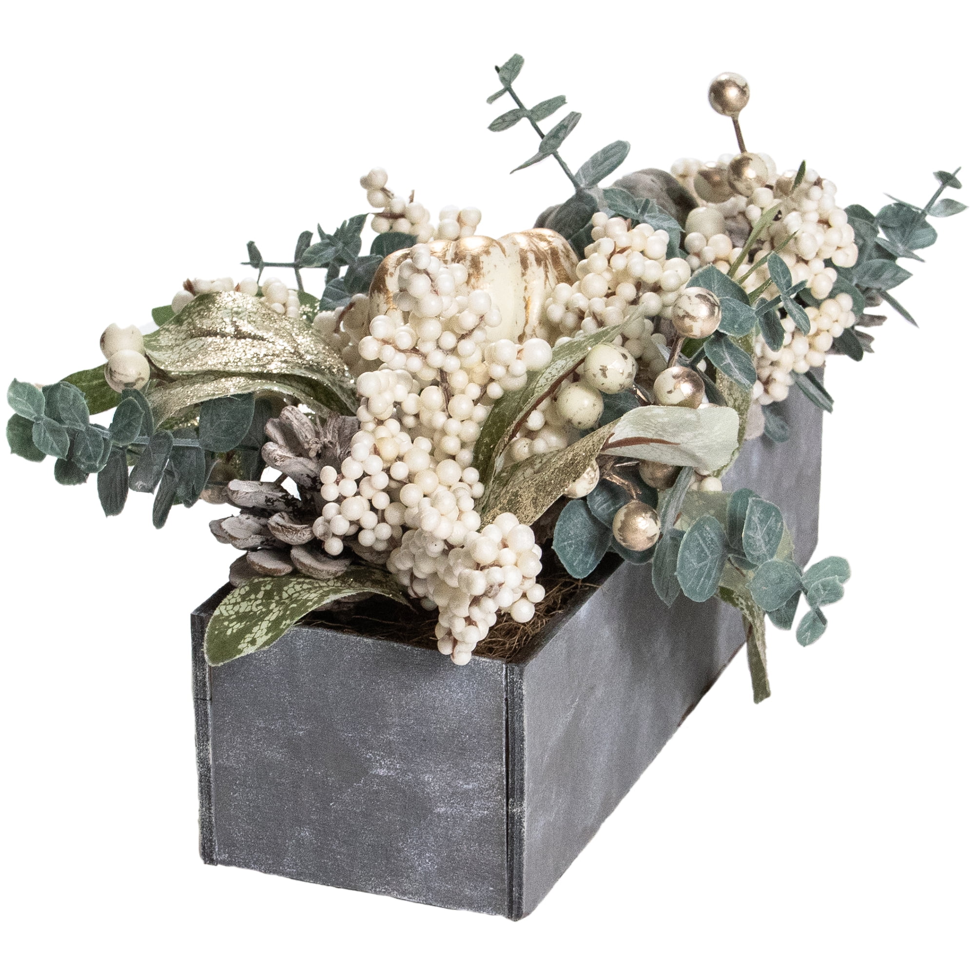 Northlight 10.25 Neutral Colored Pumpkin and Leaves Fall Harvest Floral Arrangement