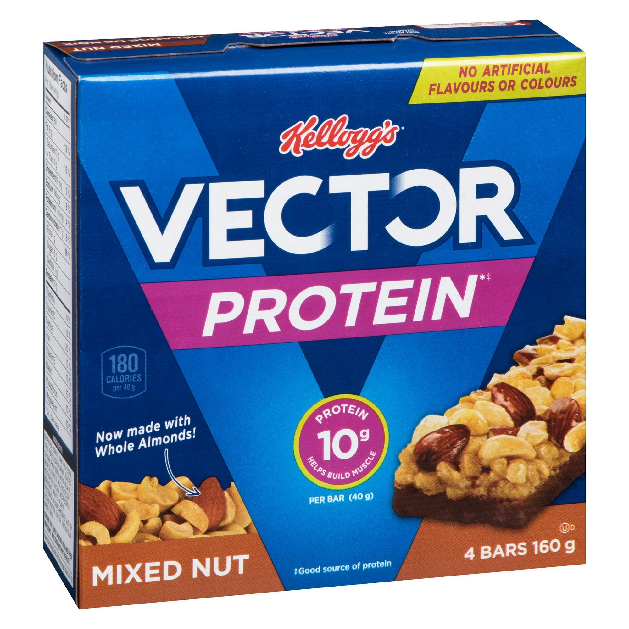 Barres Kellogg's Vector Protéines, Mélange de noix, 160g, 4 barres