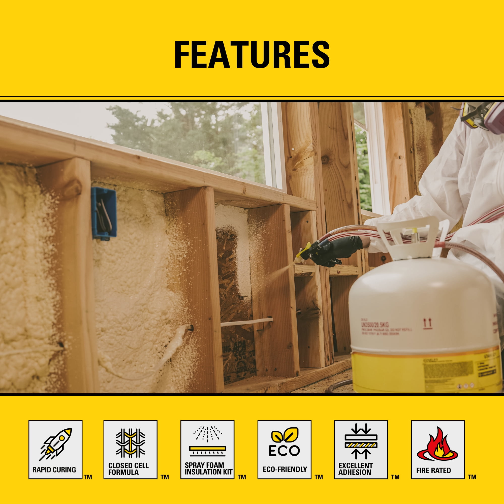 Stanley F994C SuperCoat Canister Spray Foam Insulation Kit (600 Board Feet) - Class A Fire Rated Closed Cell Two-Component Polyurethane Foam - R-6.27 per Inch - Includes Gun & Hose, 1 Pack