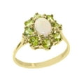thumbnail image 1 of LBG British Made 10k Yellow Gold Natural Opal & Peridot Womens Statement Ring - 33 size options - Size 5.75, 1 of 5