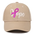 thumbnail image 3 of Unisex Breast Cancer Awareness Hope Letter Embroidery Duck Tongue Cap Casual Curved Brim Hat Khaki, 3 of 3