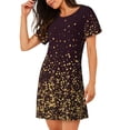 thumbnail image 2 of Fuzoiu Gold sparklin Print Women Nightgowns, Soft Comfy Lightweight Short Sleeves Sleepwear,Crew Neck Loungewear, 2 of 6