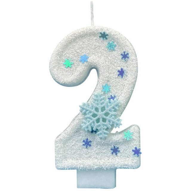 Leodye 1PCS 0-9 Snowflake Digital Candles - Paper Cake Decorations for Kids’ themed Birthdays -2.75x1.57in