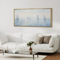 IDEA4WALL Extra Large Framed Canvas Print Wall Art Serene Sailboats at Dawn Fine Art Vintage Pastel Antique Watercolor Wall Decor Oversized Artwork Relax/Calm for Room - 60"x30"