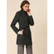 thumbnail image 4 of Abrigo de invierno con cinturón y bolsillos con doble botonadura y cuello alto para mujer Negro L, 4 of 7
