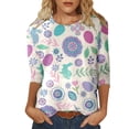 thumbnail image 2 of BOOMILK Easter T Shirts for Women Casual Cute Printed Round Neck 3/4 Sleeve Shirt Top, 2 of 4