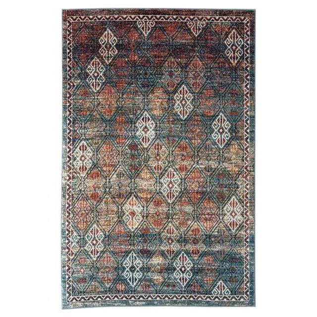 Amer Rug XAV67392 7 ft. 3 in. x 9 ft. 2 in. Xavier Transitional Multi Power-Loomed Rug, Teal & Blue