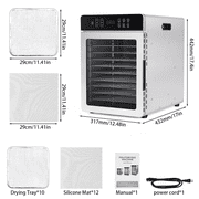 800W Food Dryer With 10 Trays -86~194℉Adjustable Temperature And 24-Hour Timer, Smart Fruit And Vegetable Dehydrator For Making Healthy Snacks, Jerky, And Dried Fruit