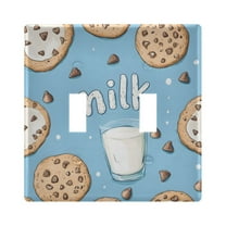 Yayeee Toggle Light Switch Wall Plate 2-Gang 4.56"x4.48" Decorative Outlet Cover, Milk and Cookies