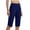 CAO142-Blue, variant on Lumtrix Women'S Capris High Waisted Athletic Bermuda Long Shorts Below Knee Length With Pockets Stretch Casual Summer Walking Brown S