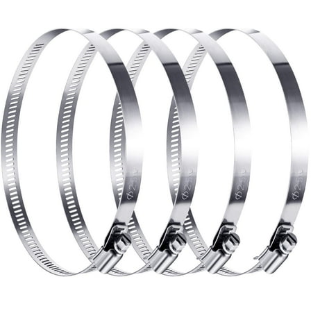 10 Inch 304 Stainless Steel Duct Clamp Adjustable Hose Clamp Silver Heavy Duty Fixing Clamp