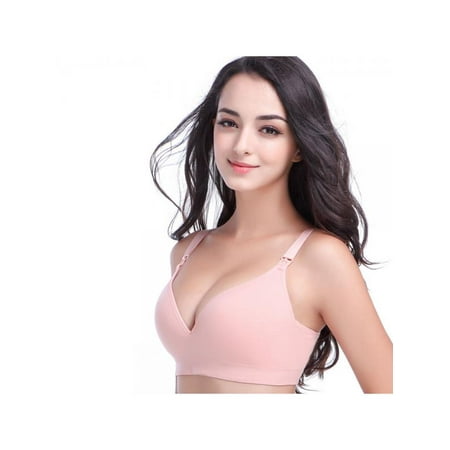 Topumt Women Push Up Bra Fitness Padded Feeding Bra Front Buckles Nursing Maternity V Crop Tops Breast Bra