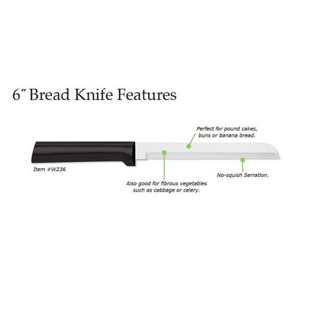 Rada Cutlery 6-Inch Bread Knife – Stainless Steel Serrated Blade With Stainless Steel Resin