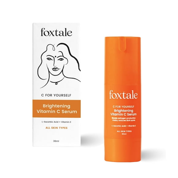 Foxtale 15% Vitamin C Face Serum for Glowing Skin, With Pure L-Ascorbic Acid and Vitamin E, Brightening Serum for Dark Spots, Dull Skin, Boosts Collag