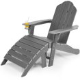 thumbnail image 1 of Costway HDPE Patio Adirondack Chair & Folding Footrest Set All-Weather Outdoor Grey, 1 of 10