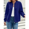 thumbnail image 2 of Women'S Zip Up Cardigan Sweater Hoodies Long Sleeve Jacket Outfits Crewneck Casual Coat Blue M, 2 of 8