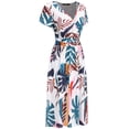 thumbnail image 3 of Vestido De Mujer Vestidos casuales de verano Vestido floral con cuello en V de longitud media para vacaciones (Blanco M) Cgtredaw para Mujer Blanco T XL, 3 of 8