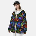 thumbnail image 3 of Fuzoiu Colorful Floral Print Unisex Sun Protection Hoodie,UPF 50+ Light Jacket,Full Zip Sun Protection Hoodie,Long Sleeve Sun Shirts,for Outdoor Activities-Large, 3 of 7