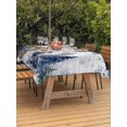 thumbnail image 2 of Outdoor Tablecloth with Umbrella Hole and Zipper, Blue Christmas Rectangle Table Cloth 60x120 Inch Waterproof Tablecloth, Snowman Eucalyptus Leaves Snowflake Wooden Picnic Table Cover for Patio, 2 of 7