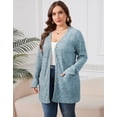 thumbnail image 5 of Cogild Plus Size Women's Long Blue Brushed Knit Cardigan – Button-Up Outerwear with Front Pockets XL~5XL, 5 of 8