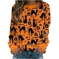 thumbnail image 1 of Sweatshirt d'Halloween pour Femmes Imprimé Citrouille et Chat Manches Longues Col Rond Graphique Pull Décontracté d'Automne, 1 of 4