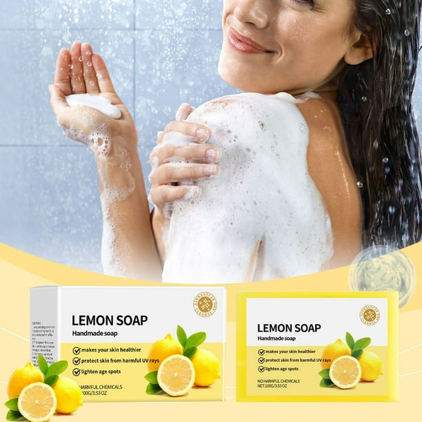 Jabón limpiador a aceite refrescante, jabón de aceite de limón, jabón de baño herbal de limón que limpia e hidrata.