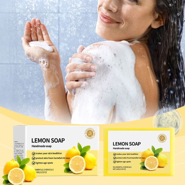 Fiudx Jabón de Limón, Barra Limpiadora para Control de La Grasa, Jabón Facial Iluminador, Limpiador Corporal Hidratante, Uso Diario En El Baño, Solución para Piel Grasa, Experiencia Aromática Refresc