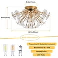 thumbnail image 2 of Noble House 19.7" Flush Mount Ceiling Light, Modern Flower Glass Petal Chandelier for Bedroom and Hallway, Golden, 2 of 6