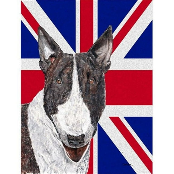 Bull Terrier With Engish Union Jack British Flag Flag Garden Size