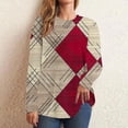thumbnail image 2 of Casual Tops for Women Round Neck Color Block Striped Long Sleeve Basic T Shirts Spring Fall Fashion Workout Pullover(Red,M), 2 of 5