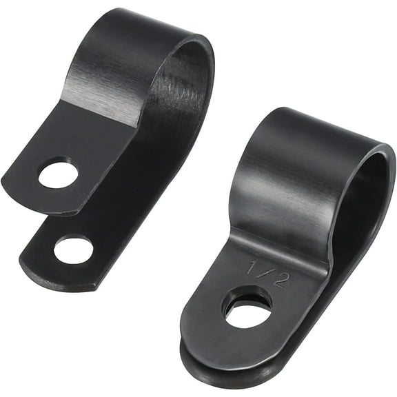 R Type Cable Clip Clamp Kit 13mm and 12.7mm for Wire Management Black 50set