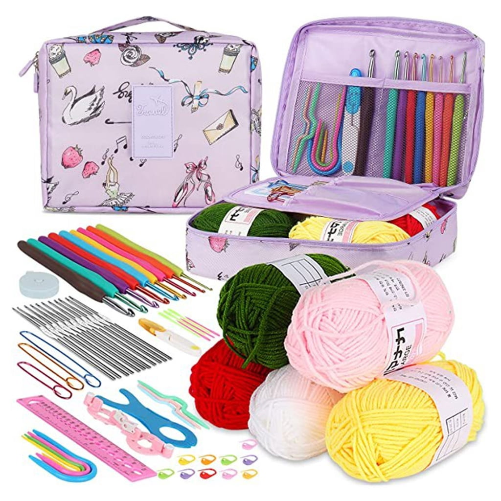 Crochet Hook Collection Featuring 58Pieces with Ergonomic Grips and Lightweight Aluminum Hooks Useful Gift for Mom, Kids