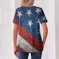 thumbnail image 4 of Women's Patriotic Star Print 250th Anniversary USA Shirt V-Neck Button Short Sleeve T-Shirts, 4 of 4