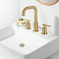 thumbnail image 3 of Wowow 8 in. Widespread Double Handle Bathroom Faucet with Pop Up Drain and cUPC Certified Supply Lines in Brushed Gold Questions & Answers, 3 of 7