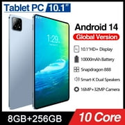 Android 14 Table With 10.1" HD Display, 32MP+16MP Camera, 8GB RAM+256GB ROM, Smart-K Box Speakers, 10Core Processors, WiFi, Bluetooth, GPS, 10000mAh Battery Tablet PC