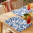 thumbnail image 4 of Blue Eucalyptus Leaves Placemats Set of 12 Spring Botanical Greenery Place Mats Indoor Wipeable Table Mats Washable Cloth Dining Table Placemats for Kitchen Holiday Party Home Decor 13x19 Inch, 4 of 9