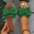 thumbnail image 2 of LOVZFMLL Women's Flat Sandals Summer Casual Bow Knot Round Toe Slippers for Beach Walking Slides Outdoor Open Toe Slip On Green 5.5, 2 of 5