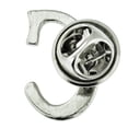 thumbnail image 3 of Silver Plated Rhinestone Alphabet Letter C Lapel Pin, 3 of 3
