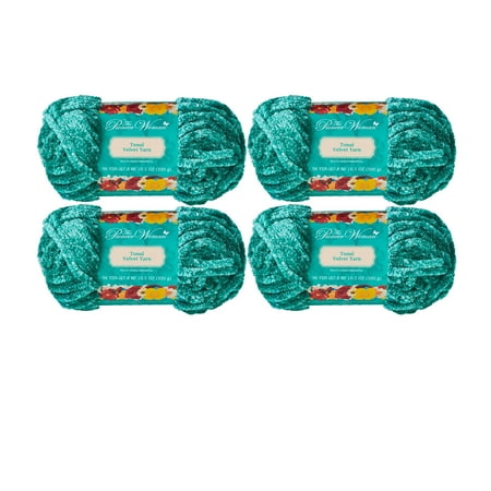 The Pioneer Woman Tonal Velvet Teal Yarn, 96 Yards, Pack of 4