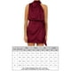 thumbnail image 2 of Vestido Corto De Satén Mini vestidos de mujer sin mangas con cuello simulado vestido de línea A para cóctel (rojo vino M) Cgtredaw Para estrenar, 2 of 6