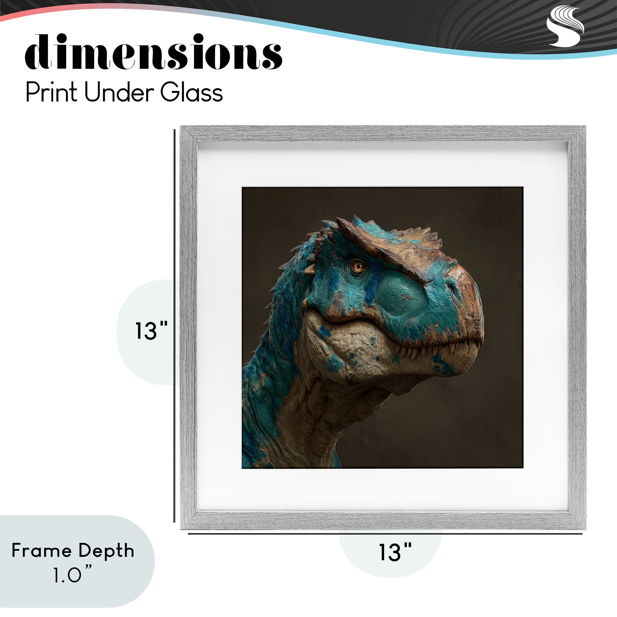 Stupell Industries Cerulean Scaled Dinosaur Detail Gray Framed Print Under Glass, design by Wumples