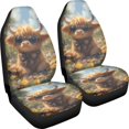 thumbnail image 3 of XYZCANDO Car Seat Covers Highland Cow Pattern 2 pcs Automobile Seat Cover Sets Decorative SUV Truck Vehicle Washable Elastic Front Seat Covers for Cars, 3 of 10